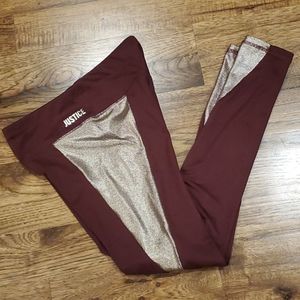 Girls Justice burgundy & gold leggings size 14/16